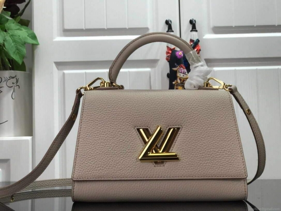 LV M57214 Louis Vuitton Twist one Handle PM Taurillon Leather Beige