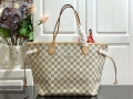 LV N41361 Louis Vuitton Neverfull MM Damier Azur N41605 Bag Pink