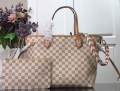 LV N50047 Louis Vuitton Neverfull MM Damier Azur Canvas Bag Pink