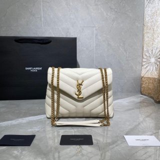YSL 494699 Saint Laurent Loulou Small Bag White