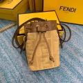 Fendi 8BS010 Mon Tresor Leather And Canvas Mini Bag Apricot