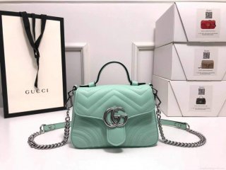 Gucci ‎547260 GG Marmont Mini Top Handle Bag Green