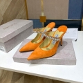 Jimmy Choo Women’s Sandals BRESLIN Slippers 81150 Velvet Leather Orange