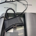 Balenciaga 592833 Hourglass XS Top Handle Leather HandBag Black