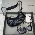 Balenciaga 700940210 Women’s Neo Cagole XS Handbag in Black Crocodile lambskin