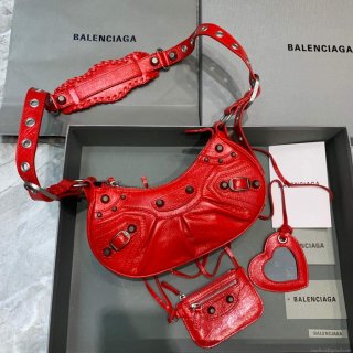 Balenciaga 700940210 Women’s Neo Cagole XS Handbag in Red Arena lambskin