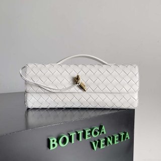 Bottega Veneta BV 741511 Long Clutch Andiamo With Handle Emerald White