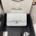 Chanel CF A01113 Classic Flap Bag in Lambskin White