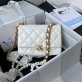 Chanel Small Flap Bag Lambskin Gold-Tone Metal AS3206 White
