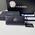 Chanel Long Flap Wallet Grained shiny calfskin AP2740 Black