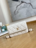 Chanel A68098 Mini Flap Bag Lambskin Onyx Small Square Stewardess Bag White