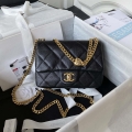 Chanel AS3829 Mini Flap Chain Bag Black Calfskin Gold