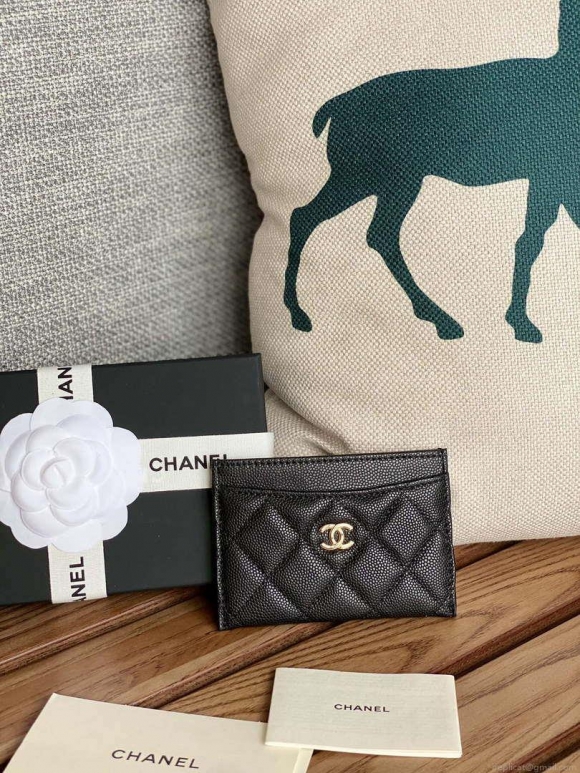Chanel AP0213 Card Holder Calfskin Black