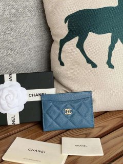 Chanel AP0213 Card Holder Calfskin Blue