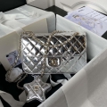 Chanel AS4648 Flap Bag & STAR COIN PURSE Mirror Calfskin Metallic Calfskin & Gold-Tone Metal Silver