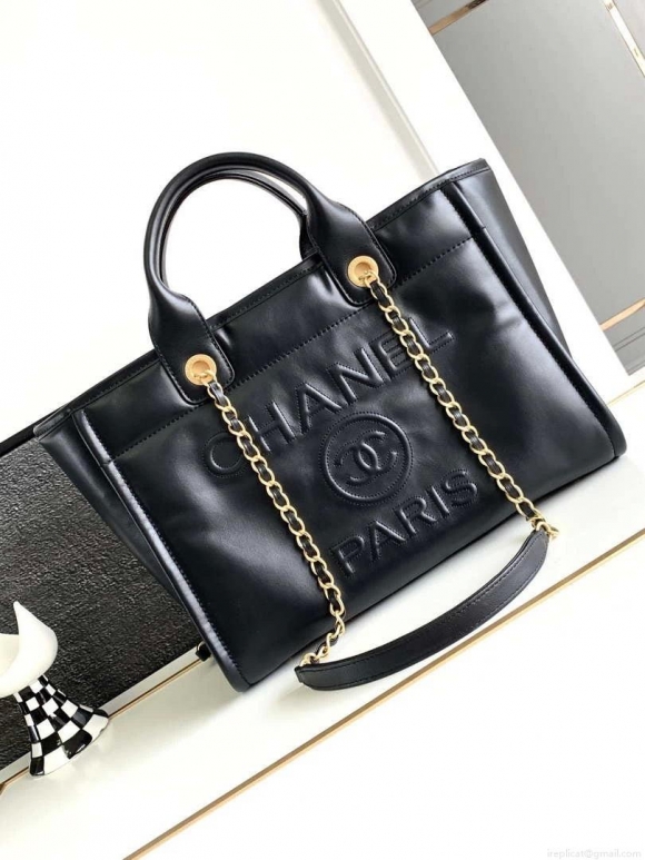 Chanel A66941 23B Small SShopping Bag Black Calfskin