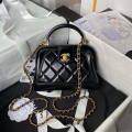 Chanel AS4958 Mini Flap bag With top handle Shiny Lambskin & Gold-Tone Metal Black