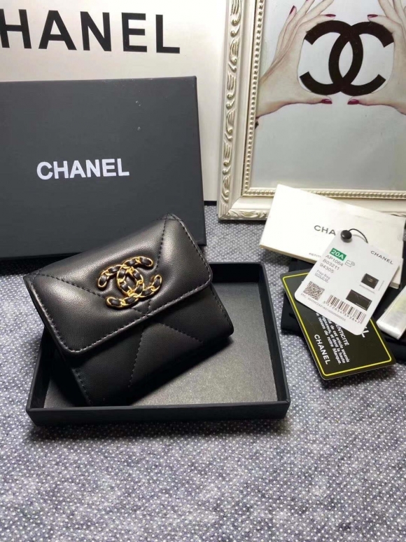 Chanel AP1064 19 Small flap wallet Lambskin Black