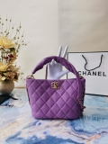 Chanel as2989 Chain lambskin bag with top handle purple