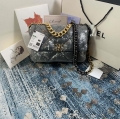 Chanel AS1161 chanel 19 Large Handbag Sequins Calfksin Bag Silver Gray