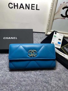 Chanel AP0955 Chanel 19 Long Flap Wallet Lambskin Blue
