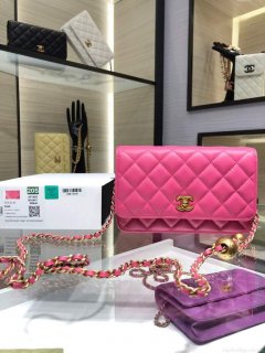Chanel Wallet on Chain Lambskin AP1450 Rose Red