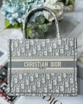 Dior Book Tote M1265 Small Dior Oblique Embroidery Gray