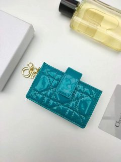 Dior S0074 Wallet Lady dior 5-Gusset card holder Dark Blue Patent Cannage Calfskin