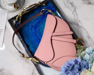 Dior M0446 Dior Saddle Bag M0447 Pink Grained Calfskin