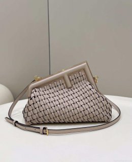 Fendi 8BP129 First Small Nude and Light Purple braided leather bag 80103