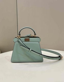 Fendi 8BN335 Peekaboo ISeeU Petite Turquoise Padded Nappa Leather Bag