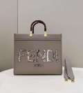 Fendi 8BH386 Sunshine Medium Tote Gray Leather and elaphe shopper bag