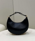 Fendi 8BR798 Fendigraphy Small Black Crocodile leather bag