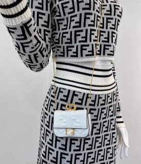 Fendi 7AR844 Nano Baguette Charm White Nappa Leather
