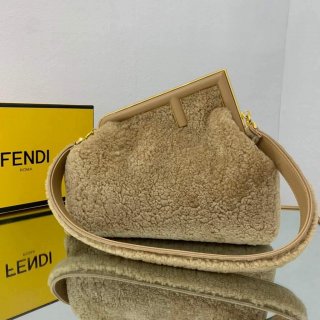 Fendi First Medium Sheepskin Bag 8BP127 Apricot