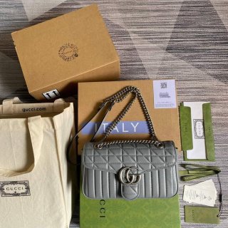 Gucci 443497 GG Marmont Small Shoulder Bag Gray