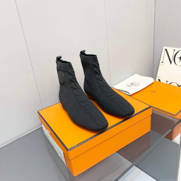 Hermes Shoes H212162Z Duo Ankle Boot Black