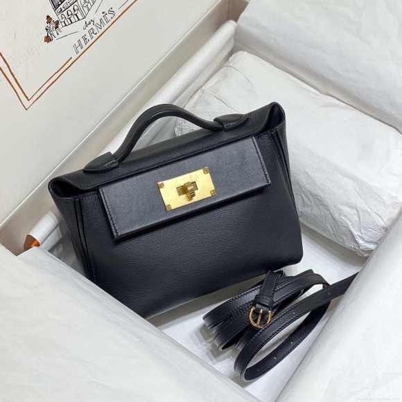 Hermes Mini 2424 Leather 21cm H230263 Black