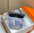 Hermes H084076CKAD Herbag Zip 31 Bag in Black Hunter Leather and Canvas H60045