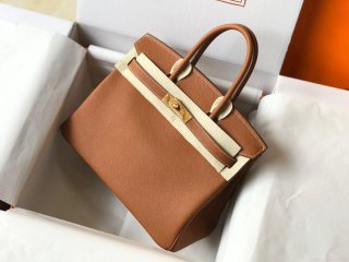 Hermes Birkin Designer Tote Bag Epsom Leather 28356 Brown