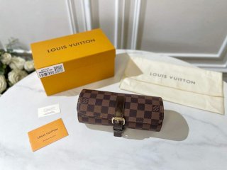 Louis Vuitton 3 Watch Case Damier Graphite Canvas N41137 Cofee