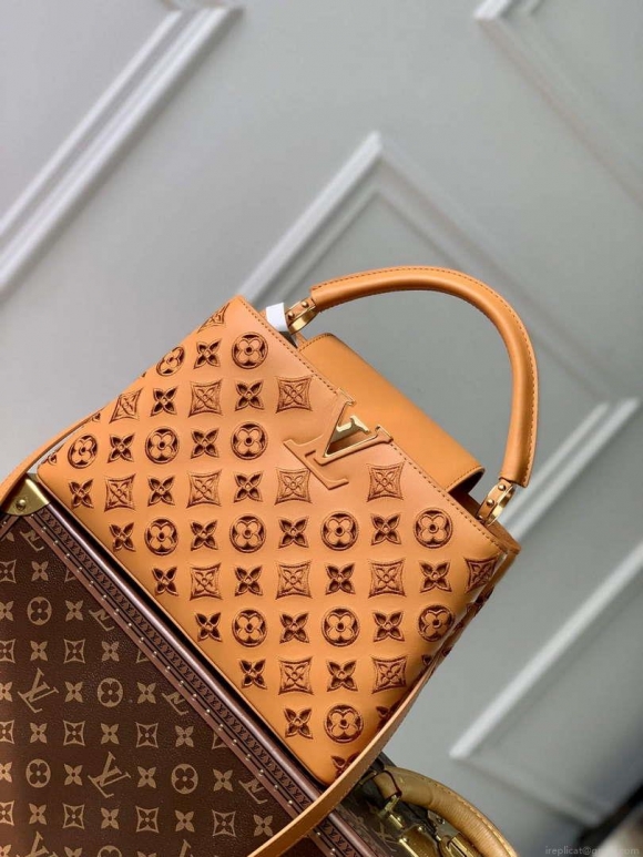 LV M22863 Louis Vuitton Capucines MM Handbag Saffron Yellow