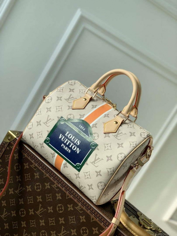 LV M46749 Louis Vuitton Speedy Bandoulière 25 Handbag Beige/Ocher