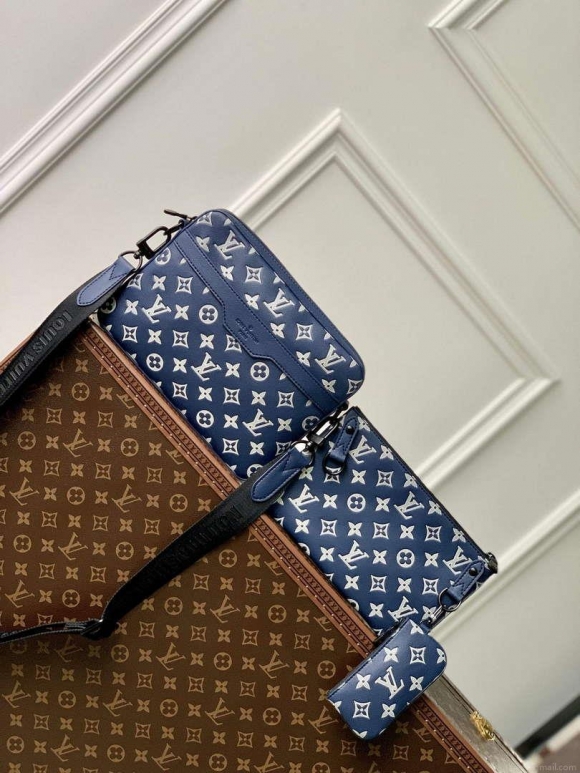 LV M24753 Louis Vuitton Trio Messenger Bag Ink Blue/White