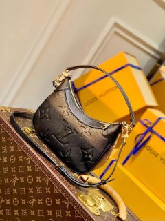 LV M46002 Louis Vuitton Bagatelle Mini Hobo Handbag Black