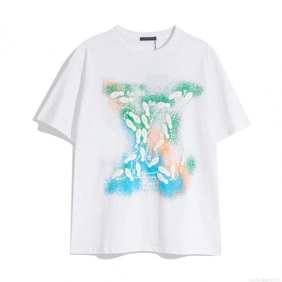 LV 1AAU5B Louis Vuitton Print Cotton Jersey Men Women’s T-shirt L56207