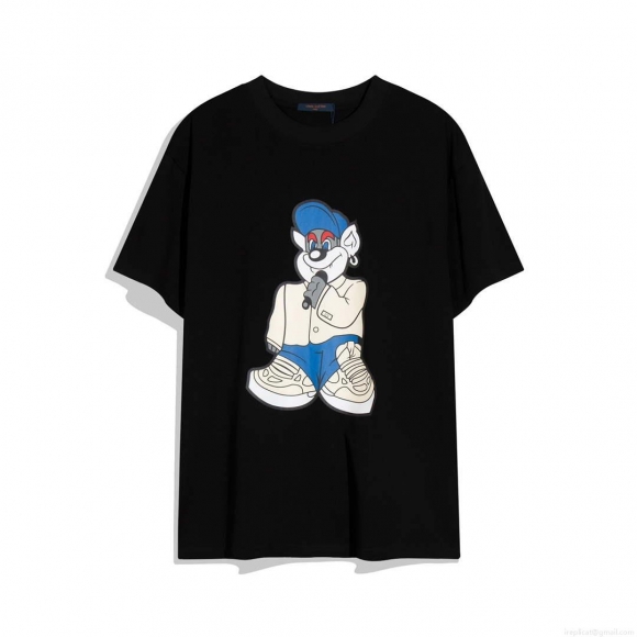 LV 1AAU5B Louis Vuitton Print Cotton Jersey Men Women’s T-shirt L56208