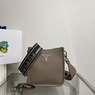 Prada 1BH191 Leather mini shoulder bag Gray