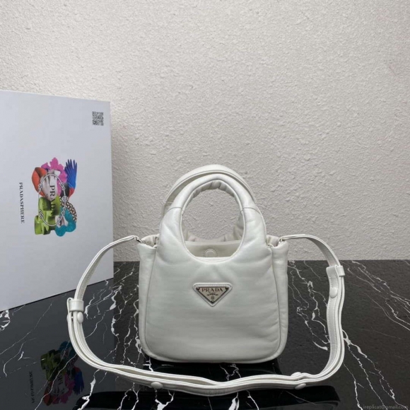 Prada 1BA359 Small Padded Prada Soft Nappa Leather Bag White