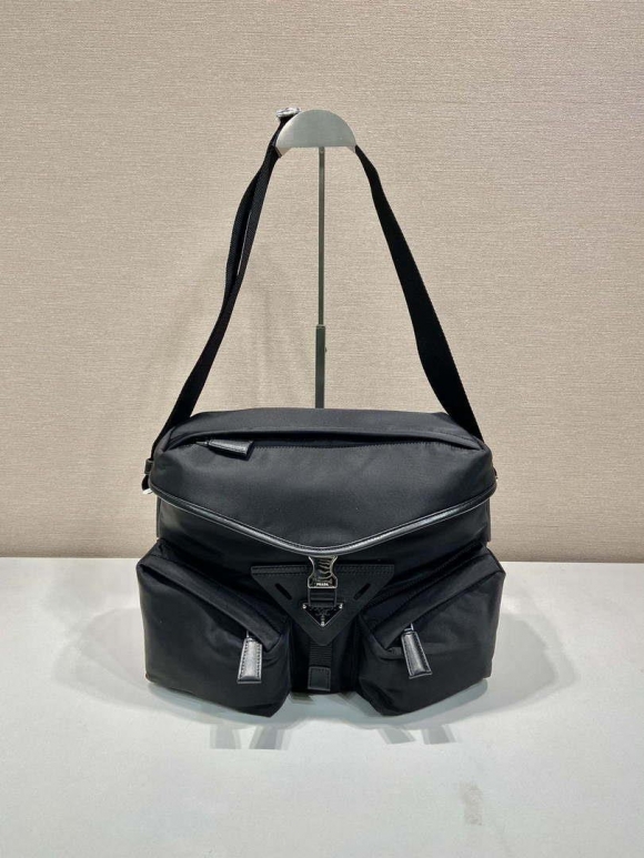 Prada 2VD062 Re-Nylon and leather shoulder bag Black